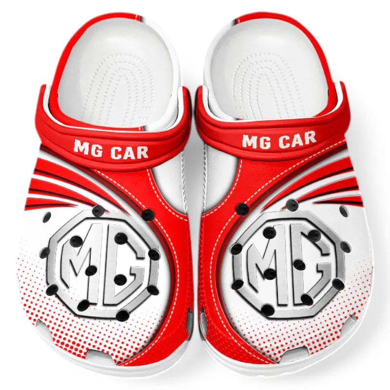 Sport-Inspired Sedan Culture Clog, Stylish All Over Print Lightweight Shoes for Auto Fans and Streetwear Style CAR181 - Red