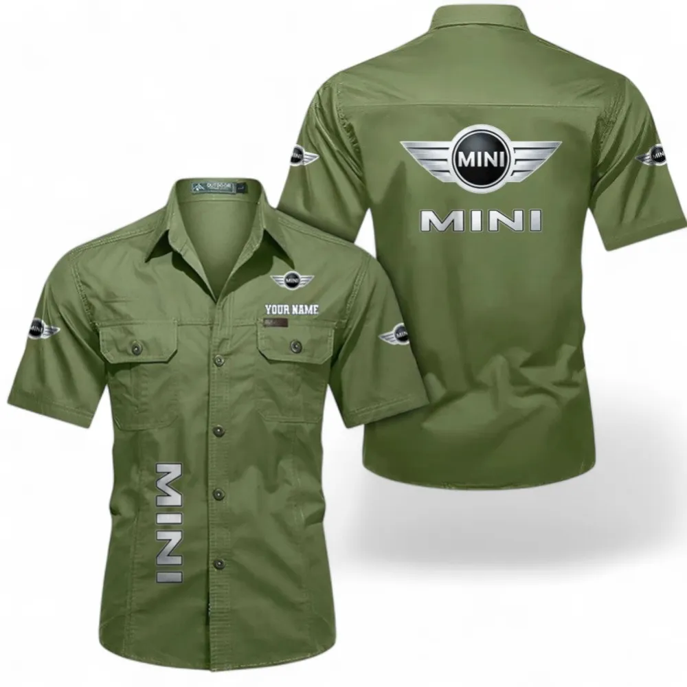 Sporty Hatchback Breathable Men's Cotton Short Sleeved Shirt, Custom Name CAR392 - Fruit Green