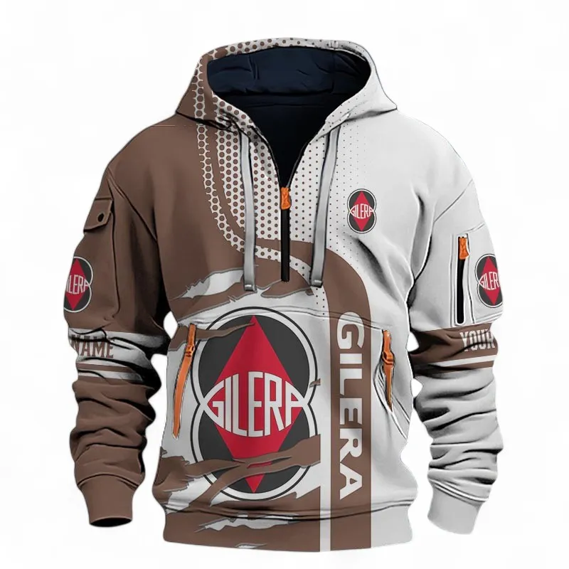 Sporty Scooter Hoodie Half Zip 3D, Lightweight Streetwear Hoodie For Car Lovers CAR398 - Brown