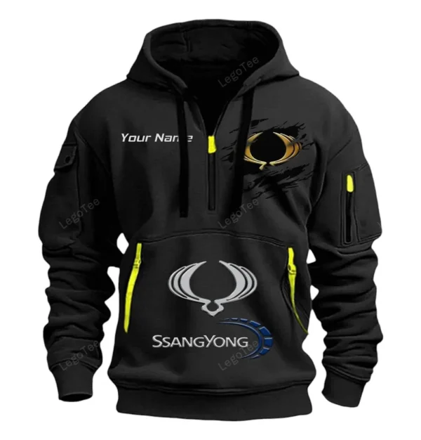 Hoodie Half Zipper Exclusive Logo Gift For Iconic Road Car Enthusiasts CAR113 - Black