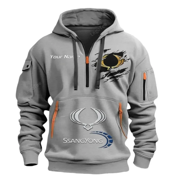 Hoodie Half Zipper Exclusive Logo Gift For Adventure Utility Vehicle Enthusiasts CAR113 - Gray