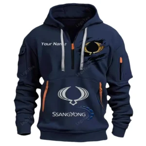 Hoodie Half Zipper Exclusive Logo Gift For Korean SUV Enthusiasts CAR113 - Navy