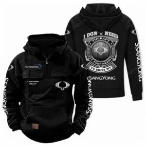 Off-Road SUV Tactical Quarter Zip Hoodie, Exclusive Logo Hoodie For Car Enthusiasts CAR106 - Black