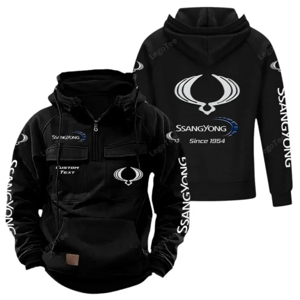 All-Terrain Ride Tactical Quarter Zip Hoodie, Exclusive Logo Hoodie For Car Enthusiasts CAR960 - Black