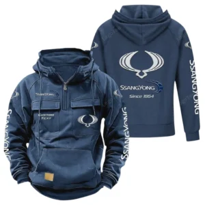 Rugged Crossover Tactical Quarter Zip Hoodie, Exclusive Logo Hoodie For Car Enthusiasts CAR960 - Dark Blue