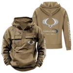 Compact SUV Tactical Quarter Zip Hoodie, Exclusive Logo Hoodie For Car Enthusiasts CAR960 - Khaki