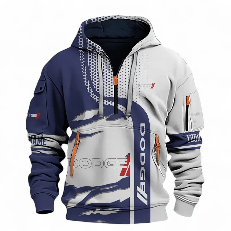 Street Machine Hoodie Half Zip 3D, Comfortable Daily Hoodie For Car Lovers CAR396 - Blue