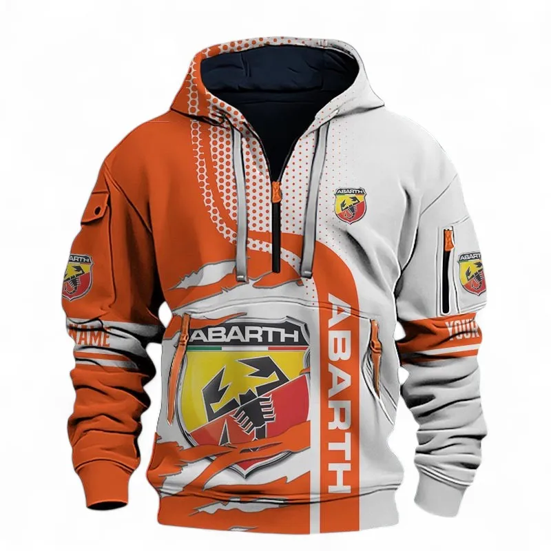 Street Racing Car Hoodie Half Zip 3D, Everyday Comfortable Hoodie For Car Lovers CAR396 - Orange