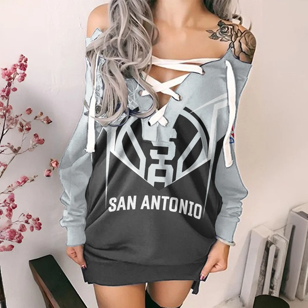 Streetwear Court Culture Lace-Up Sweatshirt For Women, Relaxed Fit Lace-Up Hoodie HVN1279