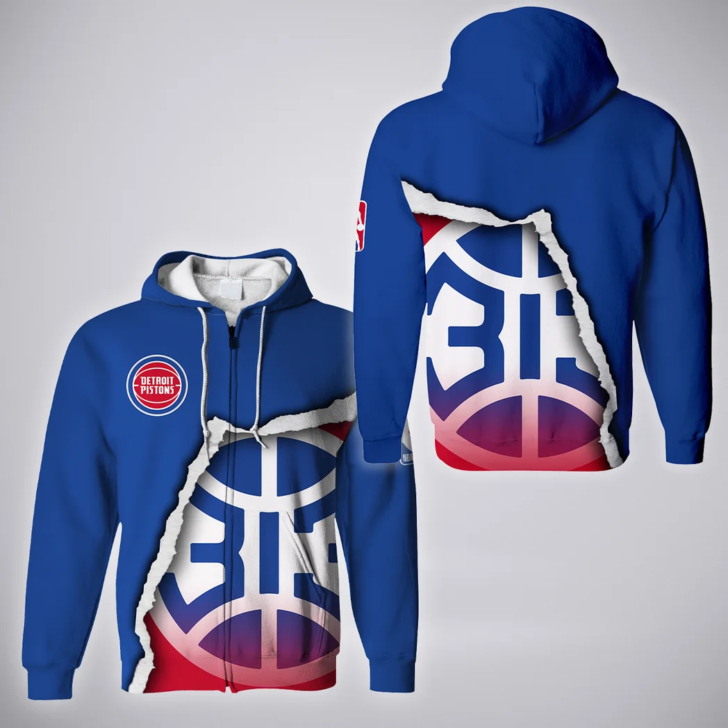 Streetwear Hoop Squad Zipper Hoodie, Sporty Fan Full-Zip Hoodie HVN1273