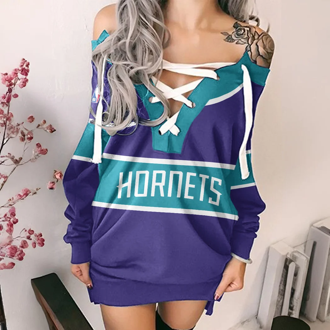 Streetwear Sport Fans Lace-Up Sweatshirt For Women, Trendy Lace-Up Jumper HVN1275