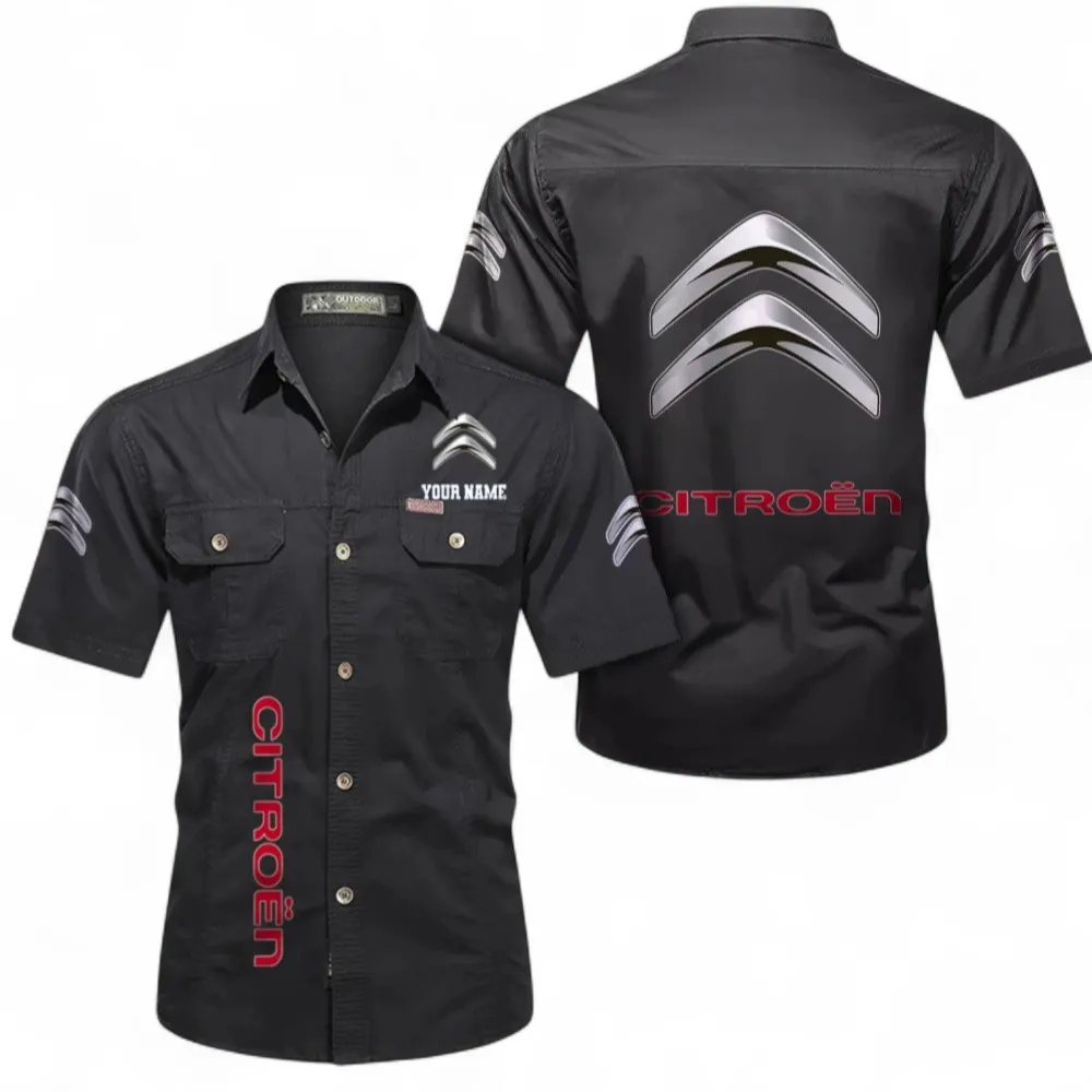 Stylish Crossover Men's Casual Short Sleeved Shirt, Custom Name CAR392 - Black