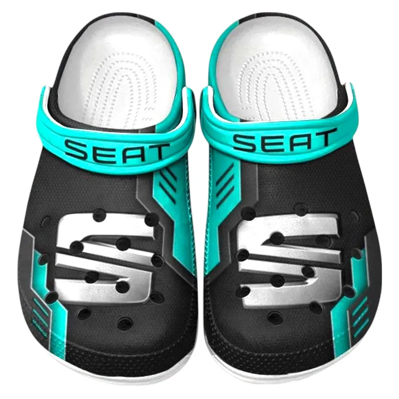 Stylish Sedan Lover’s All Over Print Clog, Slip-On Shoes for Daily Comfort and Garage Style CAR185 - Cyan