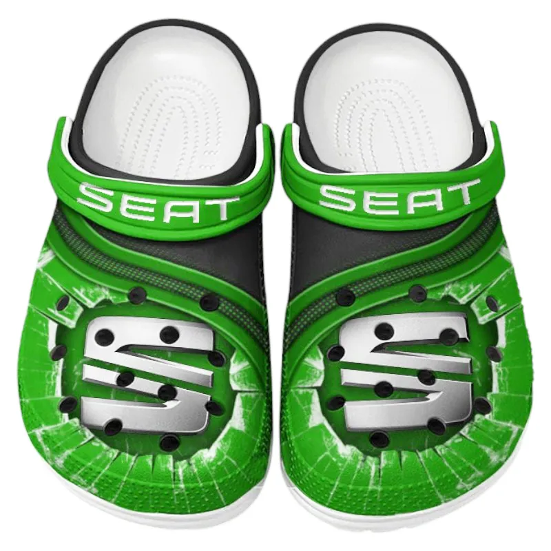 Stylish Sedan Lover’s All Over Print Clog, Slip-On Shoes for Daily Comfort and Garage Style CAR188 - Green