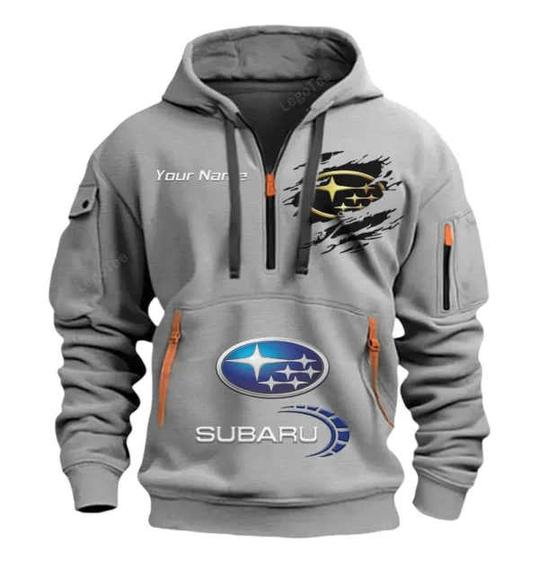 Hoodie Half Zipper Exclusive Logo Gift For Trail-Ready Auto Enthusiasts CAR113 - Gray