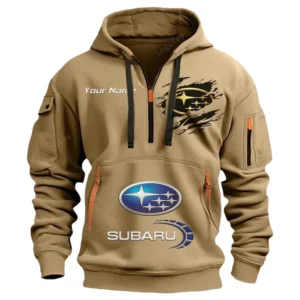 Hoodie Half Zipper Exclusive Logo Gift For Rally-Inspired Vehicle Enthusiasts CAR113 - Khaki