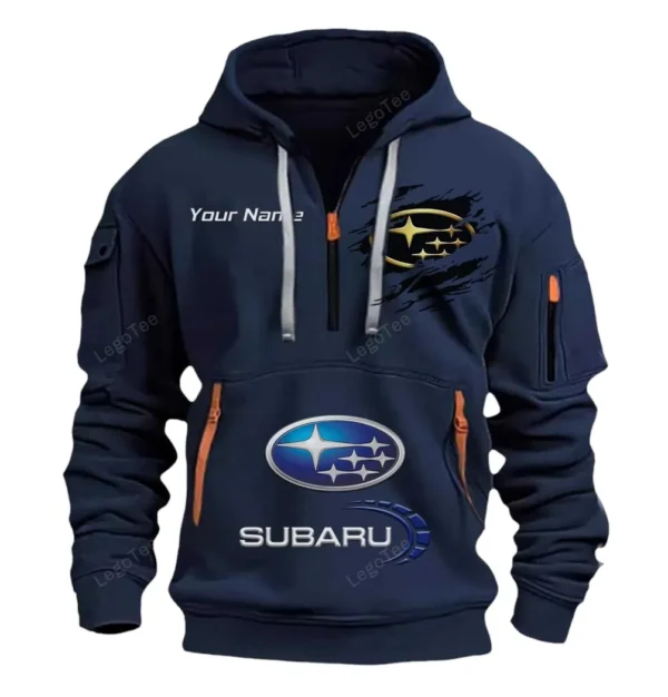 Hoodie Half Zipper Exclusive Logo Gift For All-Wheel Drive Car Enthusiasts CAR113 - Navy