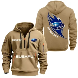 Hoodie Half Zipper Exclusive Logo Gift For Adventure Wagon Enthusiasts CAR170 - Khaki