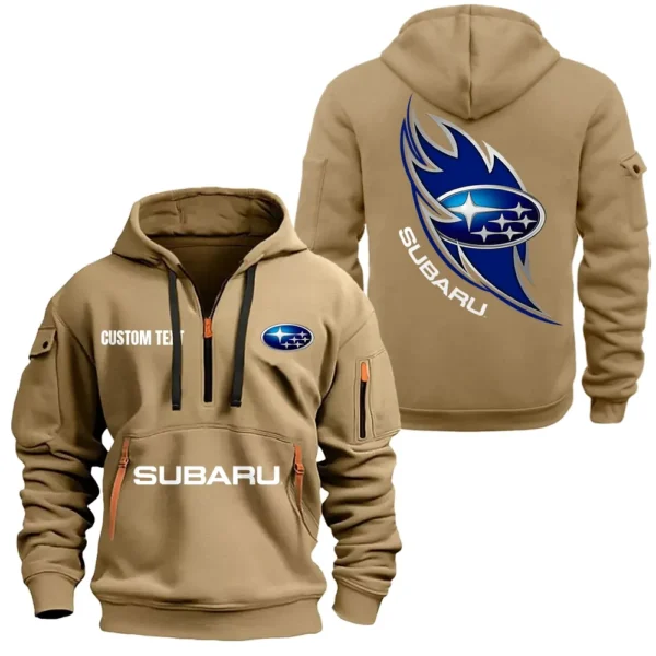 Hoodie Half Zipper Exclusive Logo Gift For Adventure Wagon Enthusiasts CAR170 - Khaki