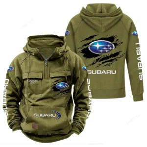 All-Wheel Drive Car Tactical Quarter Zip Hoodie, Exclusive Logo Hoodie For Car Enthusiasts CAR122 - Army Green
