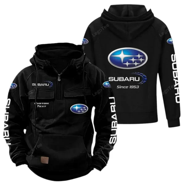 Trail-Ready Auto Tactical Quarter Zip Hoodie, Exclusive Logo Hoodie For Car Enthusiasts CAR960 - Black