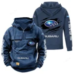 Rally-Inspired Vehicle Tactical Quarter Zip Hoodie, Exclusive Logo Hoodie For Car Enthusiasts CAR122 - Dark Blue