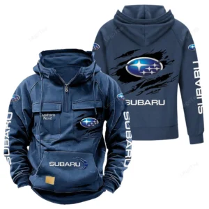 Rally-Inspired Vehicle Tactical Quarter Zip Hoodie, Exclusive Logo Hoodie For Car Enthusiasts CAR122 - Dark Blue