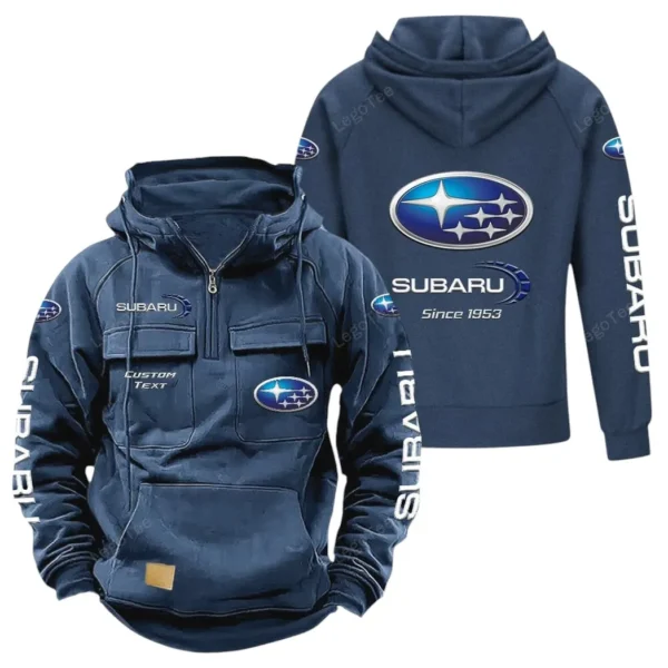 All-Wheel Drive Car Tactical Quarter Zip Hoodie, Exclusive Logo Hoodie For Car Enthusiasts CAR960 - Dark Blue