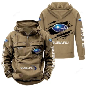 Adventure Wagon Tactical Quarter Zip Hoodie, Exclusive Logo Hoodie For Car Enthusiasts CAR122 - Khaki