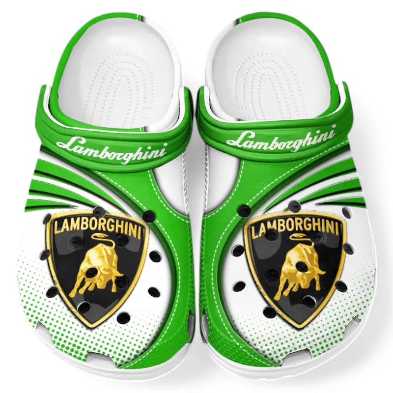 Supercar Culture Clog, Stylish All Over Print Lightweight Shoes for Auto Fans and Streetwear Style CAR181 - Green