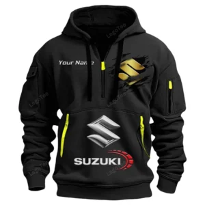 Hoodie Half Zipper Exclusive Logo Gift For Speed Demon Bike Enthusiasts CAR113 - Black
