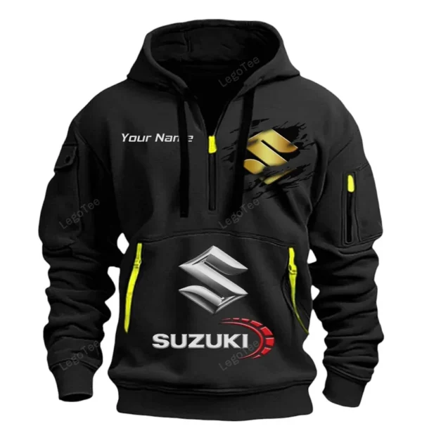 Hoodie Half Zipper Exclusive Logo Gift For Speed Demon Bike Enthusiasts CAR113 - Black