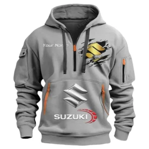 Hoodie Half Zipper Exclusive Logo Gift For JDM Bike Enthusiasts CAR113 - Gray