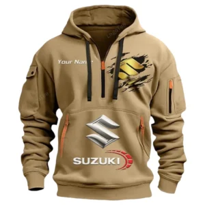 Hoodie Half Zipper Exclusive Logo Gift For Street Racer Enthusiasts CAR113 - Khaki