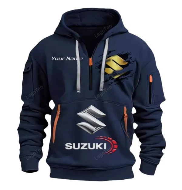 Hoodie Half Zipper Exclusive Logo Gift For Street Racer Enthusiasts CAR113 - Navy