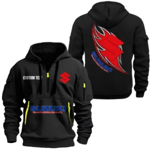Hoodie Half Zipper Exclusive Logo Gift For JDM Bike Enthusiasts CAR170 - Black