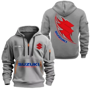 Hoodie Half Zipper Exclusive Logo Gift For Speed Demon Bike Enthusiasts CAR170 - Gray
