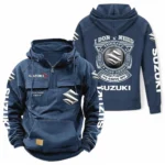 Lightweight Sedan Tactical Quarter Zip Hoodie, Exclusive Logo Hoodie For Car Enthusiasts CAR106 - Dark Blue