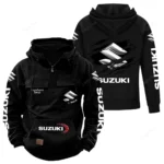 Sporty Hatchback Tactical Quarter Zip Hoodie, Exclusive Logo Hoodie For Car Enthusiasts CAR122 - Black