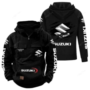 Sporty Hatchback Tactical Quarter Zip Hoodie, Exclusive Logo Hoodie For Car Enthusiasts CAR122 - Black
