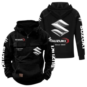 Motorcycle-Inspired Car Tactical Quarter Zip Hoodie, Exclusive Logo Hoodie For Car Enthusiasts CAR960 - Black