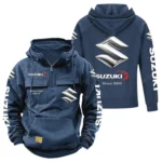 Adventure-Ready Vehicle Tactical Quarter Zip Hoodie, Exclusive Logo Hoodie For Car Enthusiasts CAR960 - Dark Blue