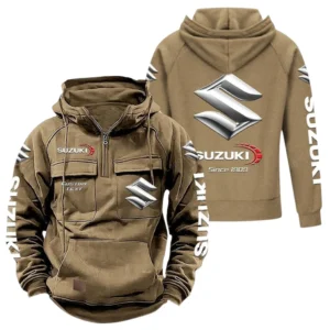 City-Friendly Auto Tactical Quarter Zip Hoodie, Exclusive Logo Hoodie For Car Enthusiasts CAR960 - Khaki