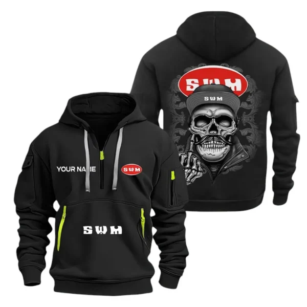 Hoodie Half Zipper Exclusive Logo Gift For Rugged Terrain Motorcycle Enthusiasts CAR166 - Black