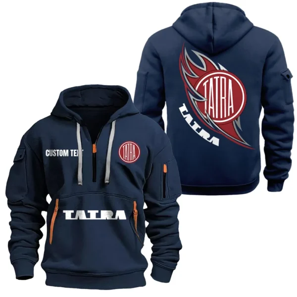 Hoodie Half Zipper Exclusive Logo Gift For Adventure Truck Enthusiasts CAR170 - Navy