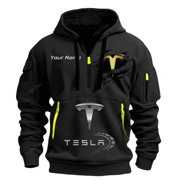 Hoodie Half Zipper Exclusive Logo Gift For Eco-Friendly Car Enthusiasts CAR113 - Black