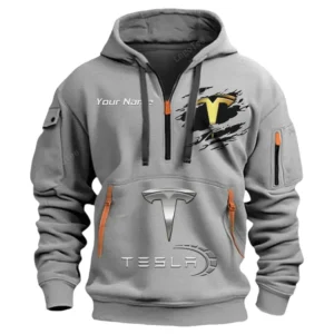 Hoodie Half Zipper Exclusive Logo Gift For Autonomous Vehicle Enthusiasts CAR113 - Gray