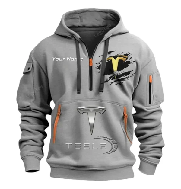 Hoodie Half Zipper Exclusive Logo Gift For Autonomous Vehicle Enthusiasts CAR113 - Gray