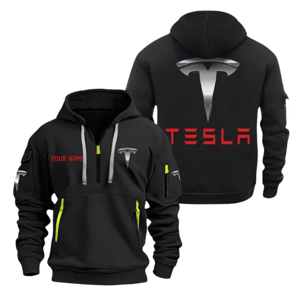 Hoodie Half Zipper Exclusive Logo Gift For Eco-Friendly Car Enthusiasts CAR200 - Black