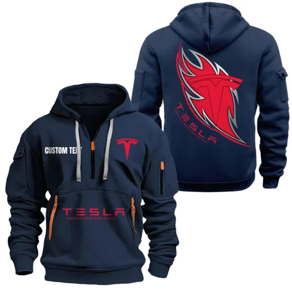 Hoodie Half Zipper Exclusive Logo Gift For Eco-Friendly Car Enthusiasts CAR170 - Navy